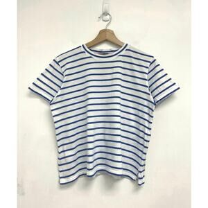 AYR Sno Cone Pima Cotton Boxy Crop Short Sleeve Retro Preppy Stripe Tee - Large